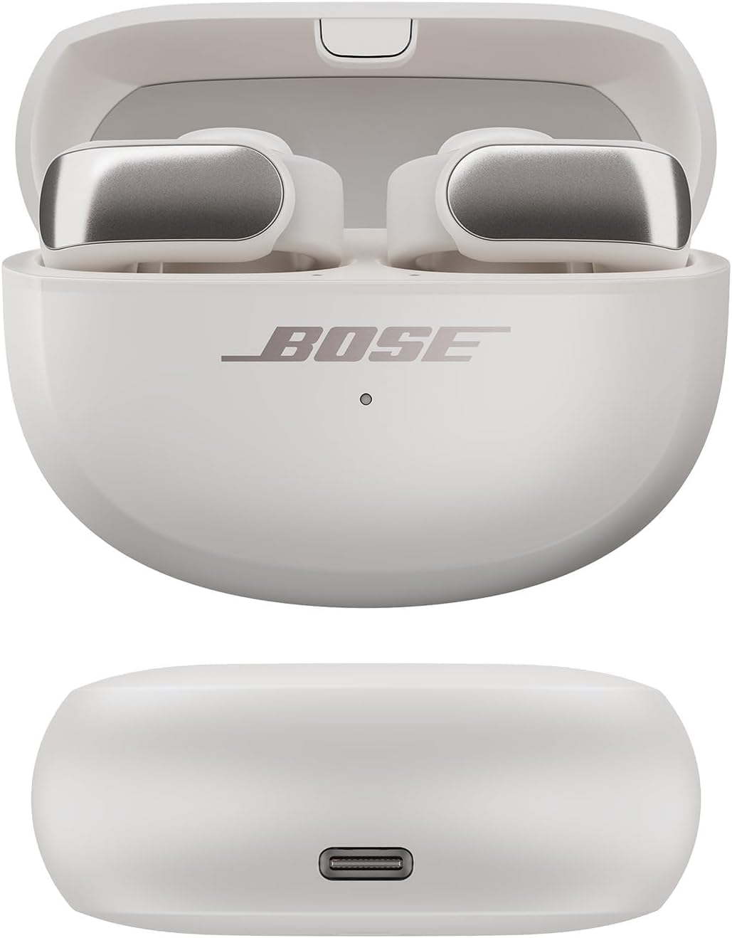 Bose Ultra Open Earbuds - Bluetooth Open Ear Earbuds with OpenAudio for Awareness, Clip-On Design for Comfort, Water Resistant, Up to 48 Hrs of Playtime, White Smoke
