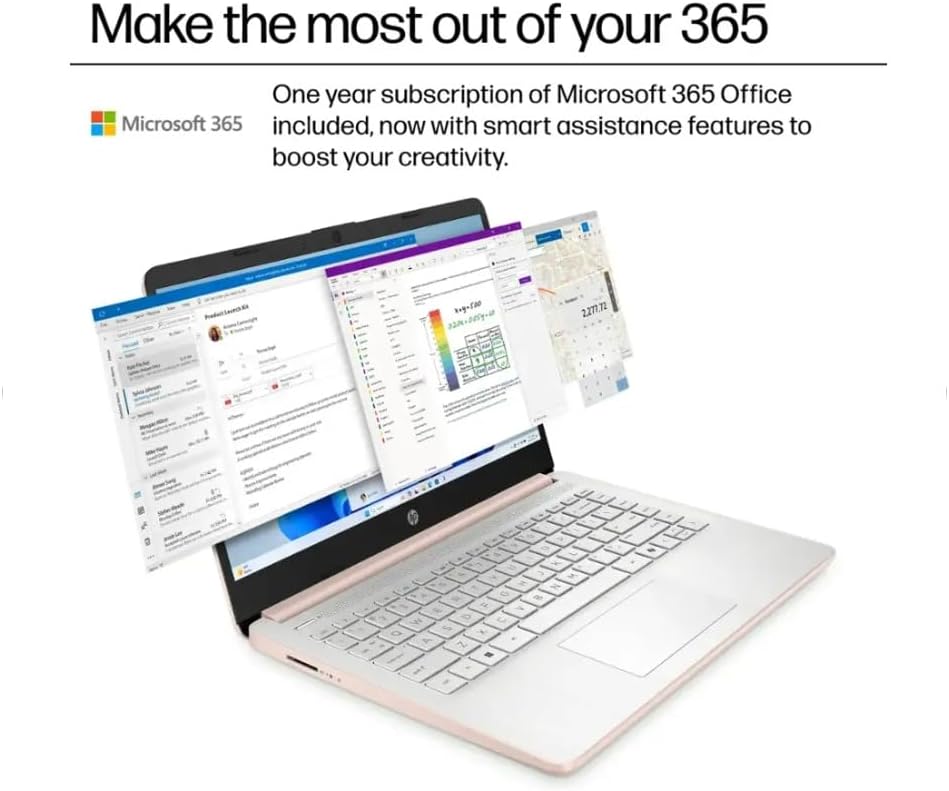 HP Student Laptop, Intel Processor N150(up to 3.6 GHz), 14 Inch LED Screen,8G RAM, 128GB Storange,One Year Office 365, Windows 11 Home,w/YYY Bundle,Rose Gold