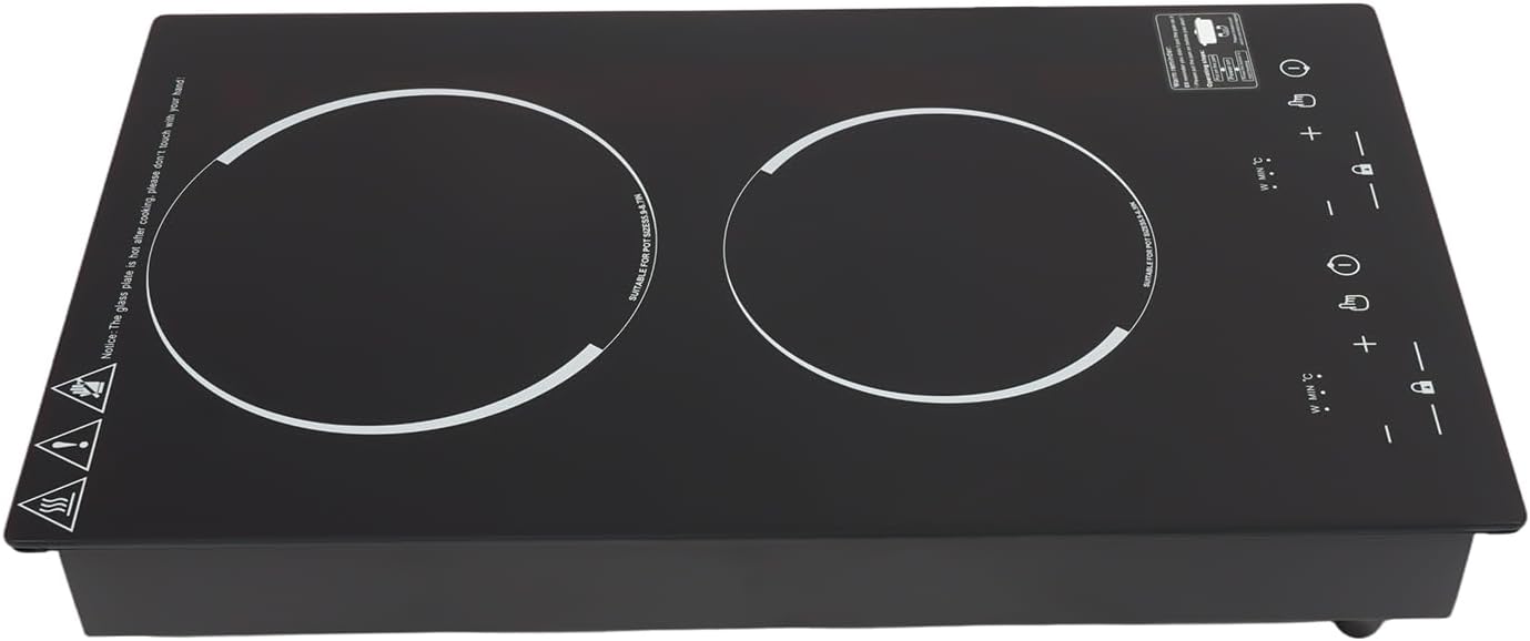 2300W Double Burners Induction Cooktop,Portable Electric Stove with US Plug, Touch Control,Safety Lock, 9 Gears Firepower Countertop Induction Cooker for Kitchen Camping RV (Double Burners B)