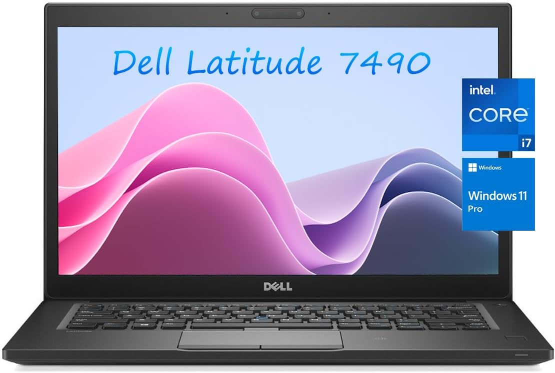 Dell Latitude 7490 Business Laptop, Intel Core i7-8650U, 16GB DDR4 RAM, 512GB SSD, 14' HD (1366x768), CAM, HDMI, Windows 11 Pro (Renewed)