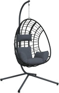 vidaXL Hanging Egg Chair Anthracite Rattan Large Removable Covers