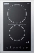Summit 15' Electric Cooktop, 2 Burners, 230V Radiant Cooktop, ADA Compliant Design, Black - CR2B23T3BTK15