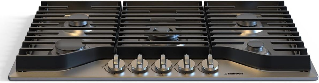 ThermoMate Heavy 36 Inch Gas Cooktop with 5 Italy Sabaf Power Burners, Built In Stove Top of 304 Stainless Steel, Gas Hob NG/LPG Convertible, Cooker with Thermocouple Protection CSA Certified