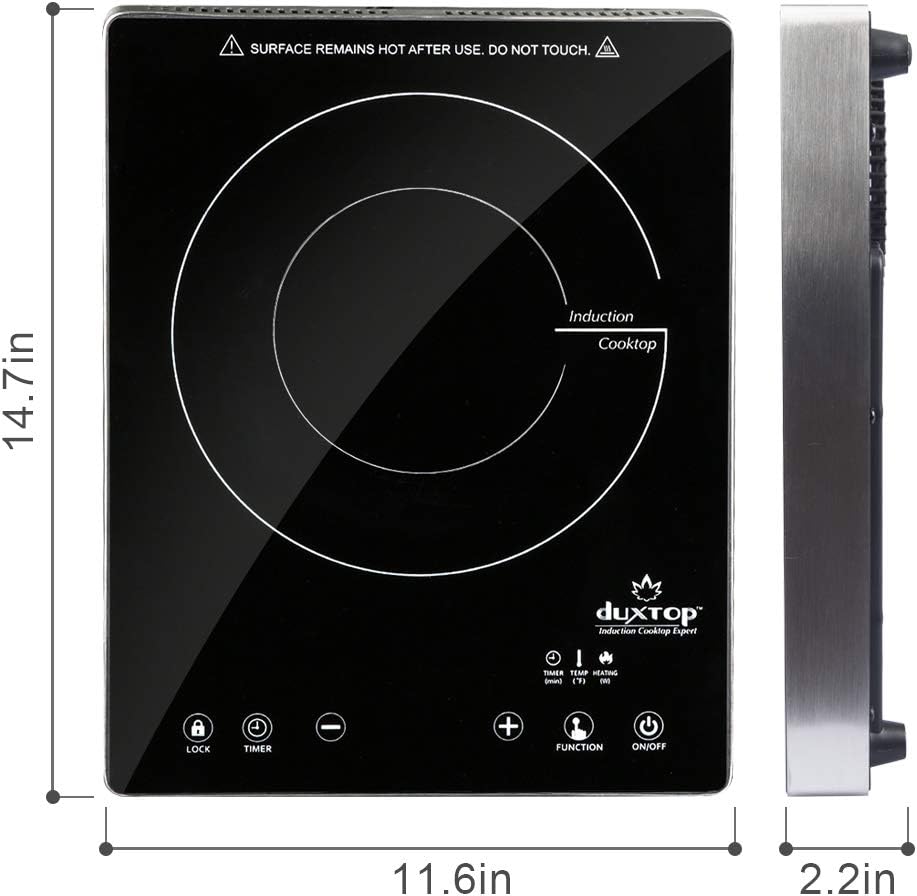 Duxtop Portable Induction Cooktop, High End Full Glass Induction Burner with Sensor Touch, 1800W Countertop Burner with Stainless Steel Housing, E200A, Black
