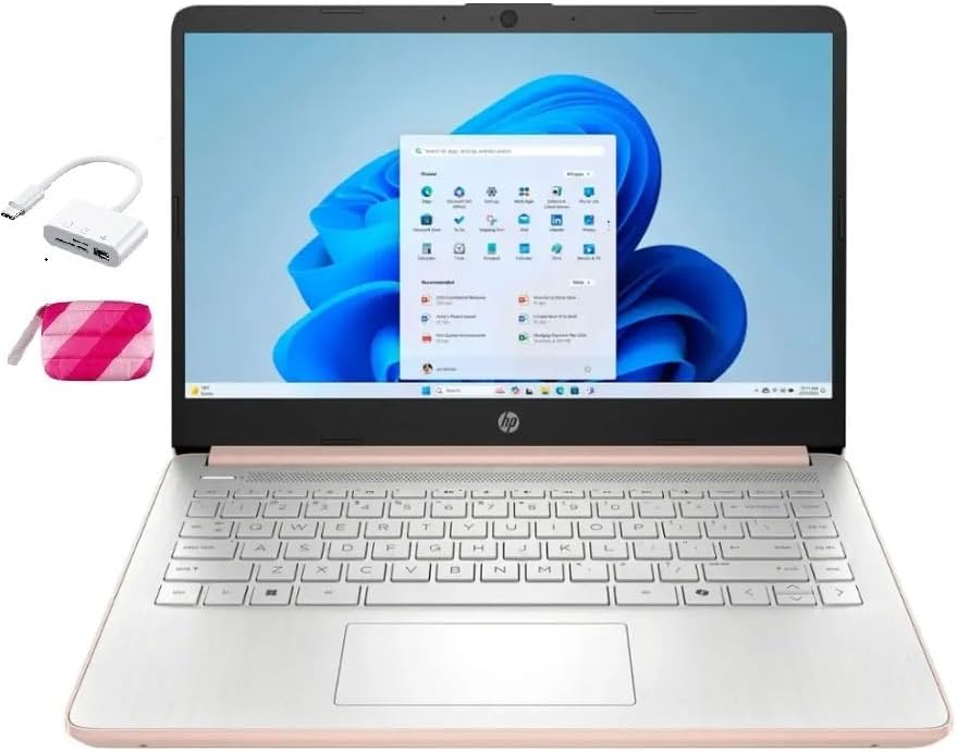 HP Student Laptop, Intel Processor N150(up to 3.6 GHz), 14 Inch LED Screen,8G RAM, 128GB Storange,One Year Office 365, Windows 11 Home,w/YYY Bundle,Rose Gold