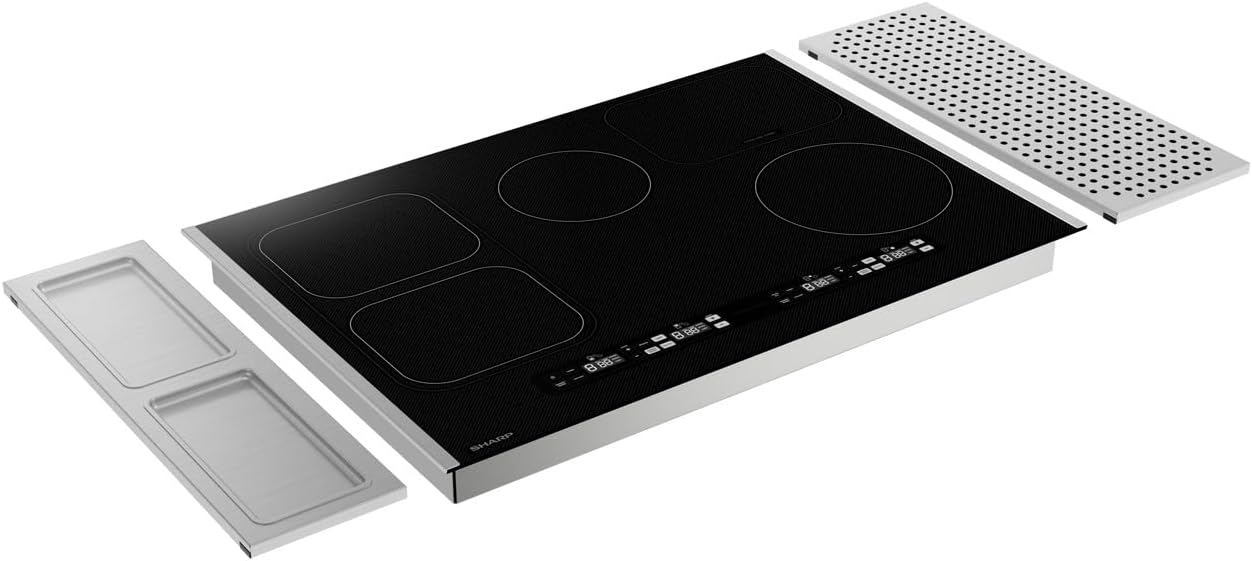 Sharp SCH3043GB 30' Induction Cooktop, Premium Glass, White LED Display, Individualized timers for each cooking zone, 4 cooking zones w/Simmer, Warm, & Melt presets, Residual heat indicator