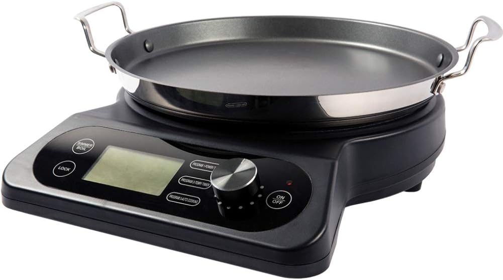 Max Burton 6600 Model 18XL Digital Induction Cooktop, Portable, 1800W/120VAC, LCD Display, Push-To-Set Control Knob, Touchpad Controls, 21 Temperature Settings, Program Lock, Programmable Cooking