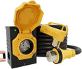 50AMP 15FT Generator Cord with Pre-drilled Power Inlet Box, 50 Amp 4 Prong, 125V/250V NEMA 14-50P Male to SS2-50R, STW 6/3+8/1 AWG Twist Locking with Inlet Box for Generator to House, UL&ETL Listed