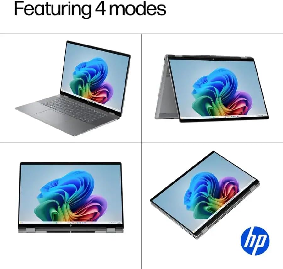 HP OmniBook X FILP Copilot+ PC 16 inch 2K Touch 2-in-1 Touchs Laptop, AMD Ryzen AI 5 340, 16GB DDR5 RAM, 512GB SSD, Backlit KB, Copilot+ PC, Windows 11 Home, Meteor Silver, 16-ar0013dx
