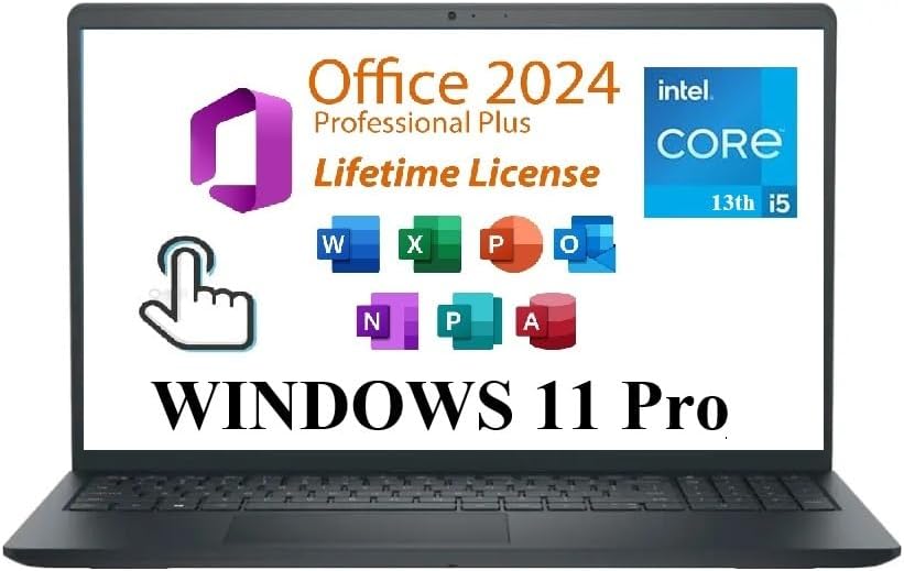 Dell Inspiron 15 3530 Business Laptop, 15.6' FHD Touchscreen, Intel Core i5-1334U, 64GB RAM, 1TB SSD, Lifetime Microsoft Office 2024, Webcam, HDMI, Wi-Fi 6, Windows 11 Pro, Black