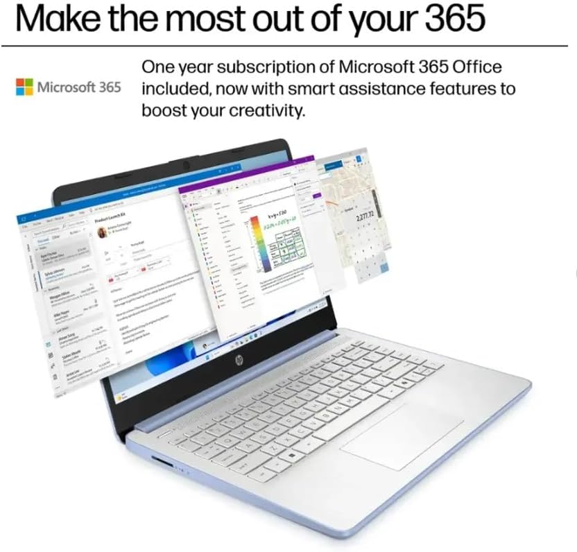HP 2025 Student Business Laptop, Intel Processor N150(up to 3.6 GHz), 14 Inch LED Screen,8G RAM, 128GB Storange,1 Year Office 365, Windows 11 Home,Sky Blue