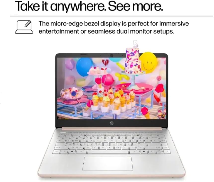 HP Student Laptop, Intel Processor N150(up to 3.6 GHz), 14 Inch LED Screen,8G RAM, 128GB Storange,One Year Office 365, Windows 11 Home,w/YYY Bundle,Rose Gold