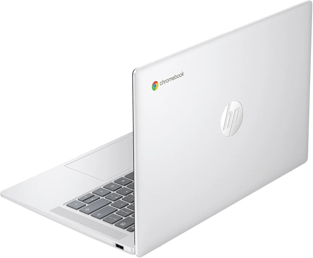 HP 14a Chromebook in Sparkly White 14in HD Intel Quad Core up to 3.7Ghz 4GB DDR5 128GB Storage WiFi Webcam 4K Grahics Chrome OS (14a-nf – Renewed)