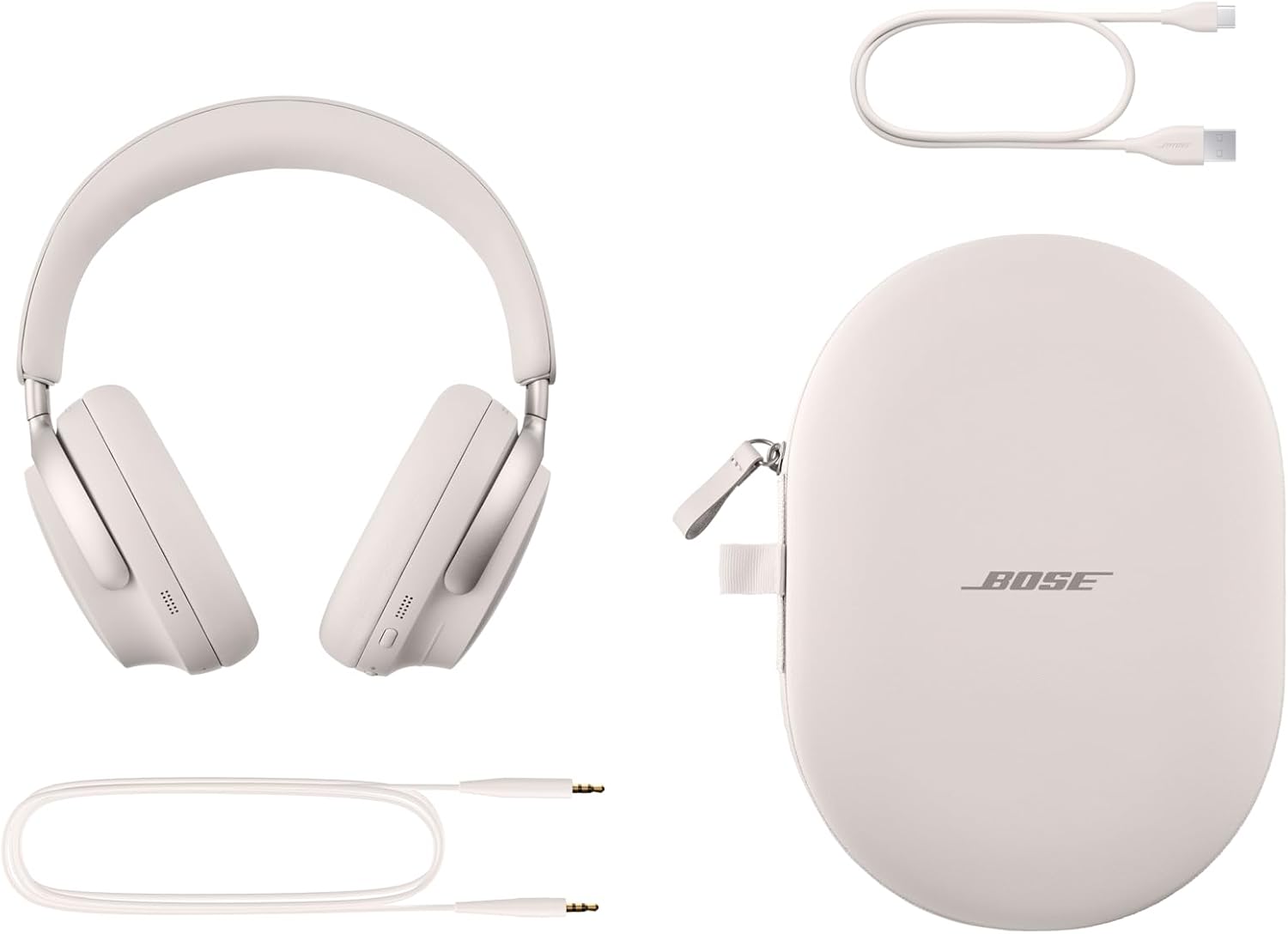 Bose QuietComfort Ultra Wireless Noise Cancelling Headphones with Spatial Audio, Over-The-Ear Headphones with Mic, Up to 24 Hours of Battery Life, White Smoke (Renewed)