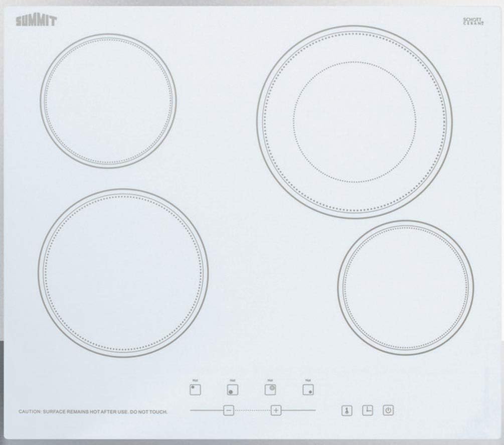 Summit 24' 4 Burner Electric Cooktop 230 Volt Radiant Cooktop, ADA Compliant, White- CR4B23T6W