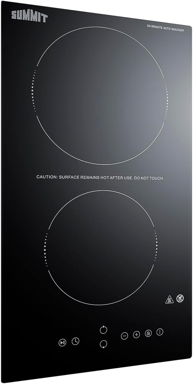 Summit 12' 2-Burner Radiant Cooktop, Black, Ceramic Glass, 230V, ADA Compliant- CRH2BT30230