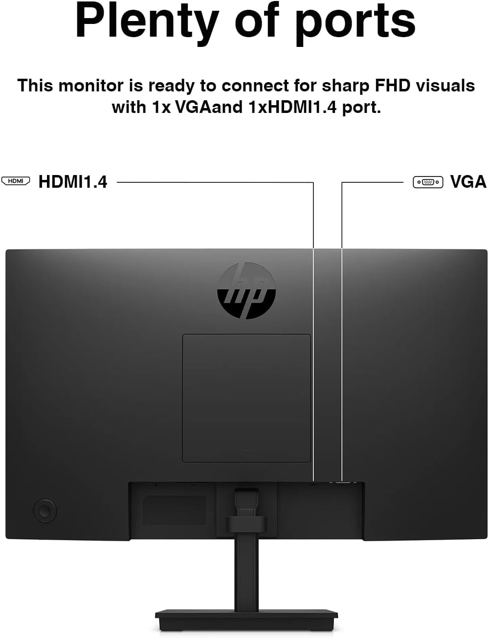 HP 22' FHD VA Monitor with 5 ms Response Time, Anti-Glare, Flicker Free, VESA Mount (100x100mm), HDMI, VGA & Dockztorm USB Port Expander, Black Color (2026 Latest Model)