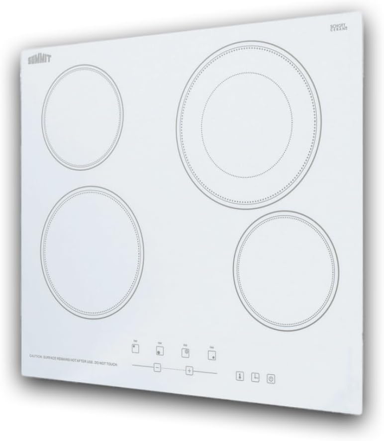 Summit 24' 4 Burner Electric Cooktop 230 Volt Radiant Cooktop, ADA Compliant, White- CR4B23T6W