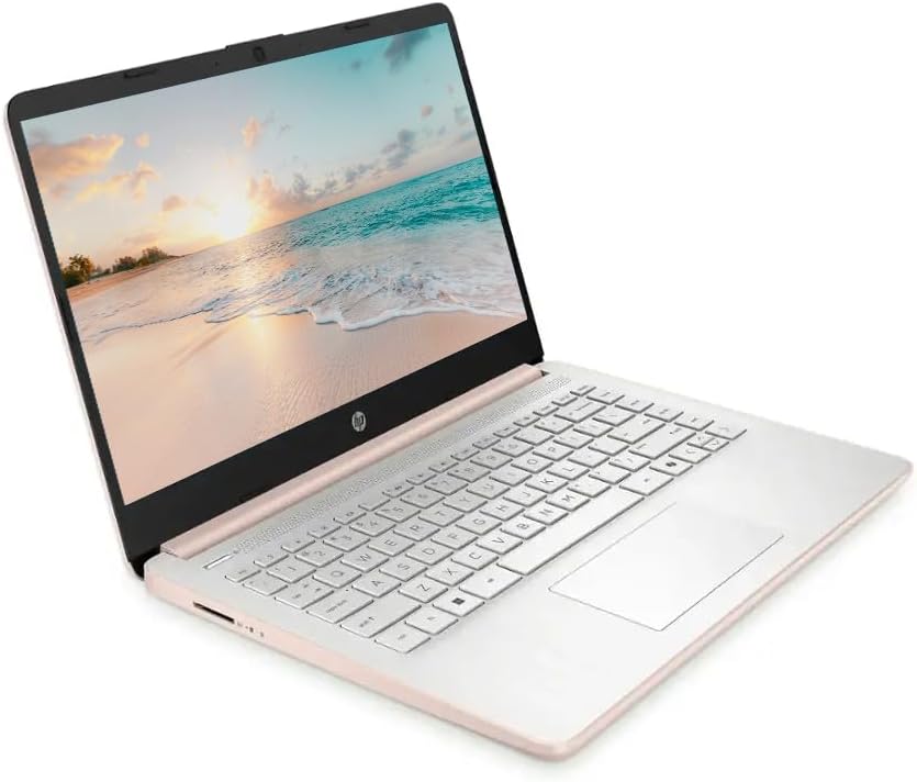 HP 14' LED Business Laptop Computer, Intel Quad-Core N150 Processor, Windows 11 S & 1-Year Microsoft Office 365 Included, PLUSERA Earphones (Rose Gold, 8GB RAM | 384GB Storage)