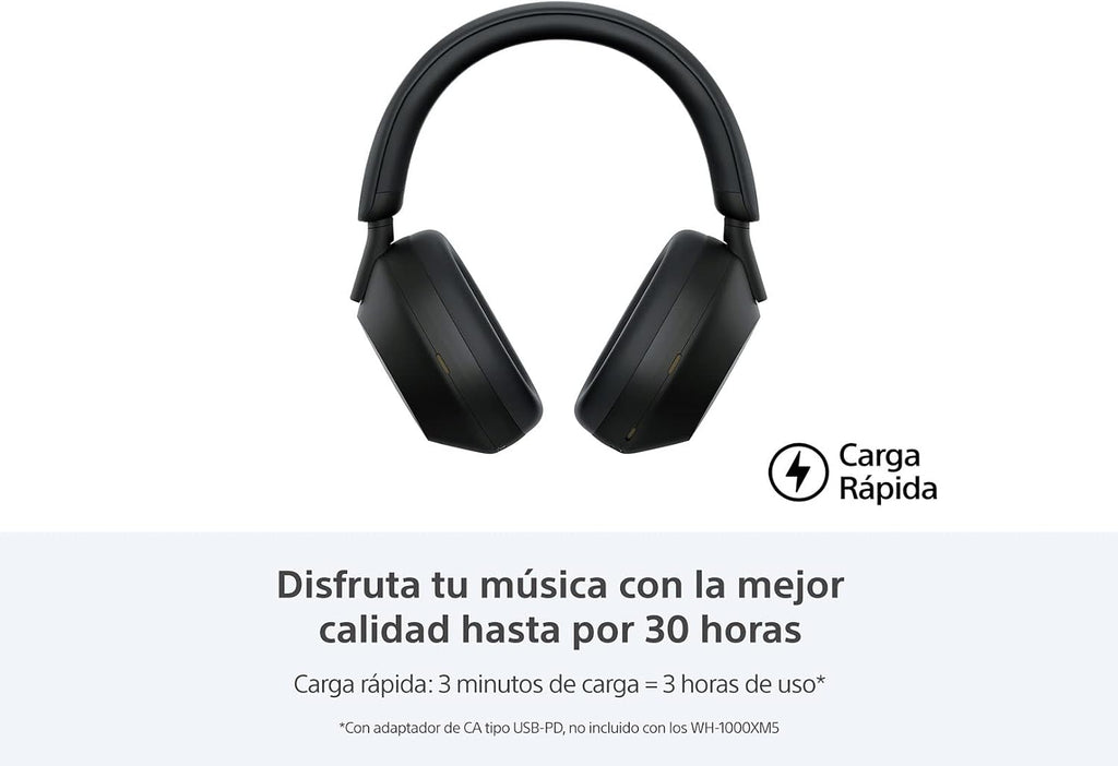 Sony WH-1000XM5 Noise Canceling Wireless Headphones - 30hr Battery Life - Over-Ear Style - Optimized for Alexa and Google Assistant - Built-in mic for Calls - Black - International Version No Warranty