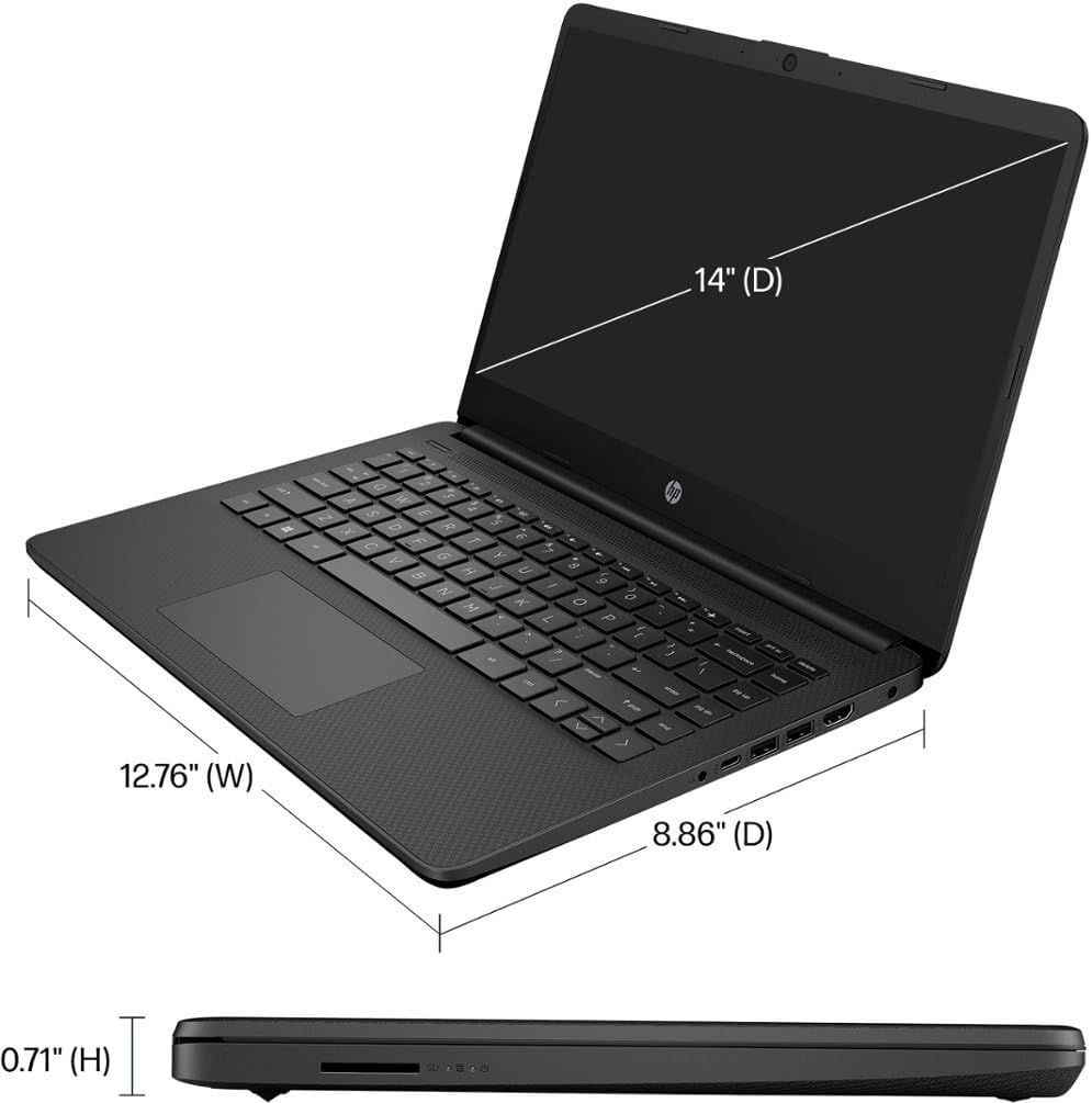 HP Stream 14' HD (1366 x 768) Laptop, Intel Celeron N4120, 4GB Memory, 128GB eMMC, Media Card Slot, WiFi, Bluetooth, Windows 11 Home in S Mode, Jet Black (Renewed)