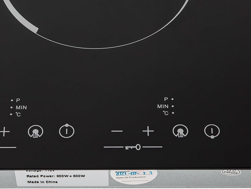 Electric Ceramic Cooktop With Plug, 1500W 110V Portable 2 Burners Built-in Sensor Touch Control Countertop Hot Plate, 9 Heating Levels