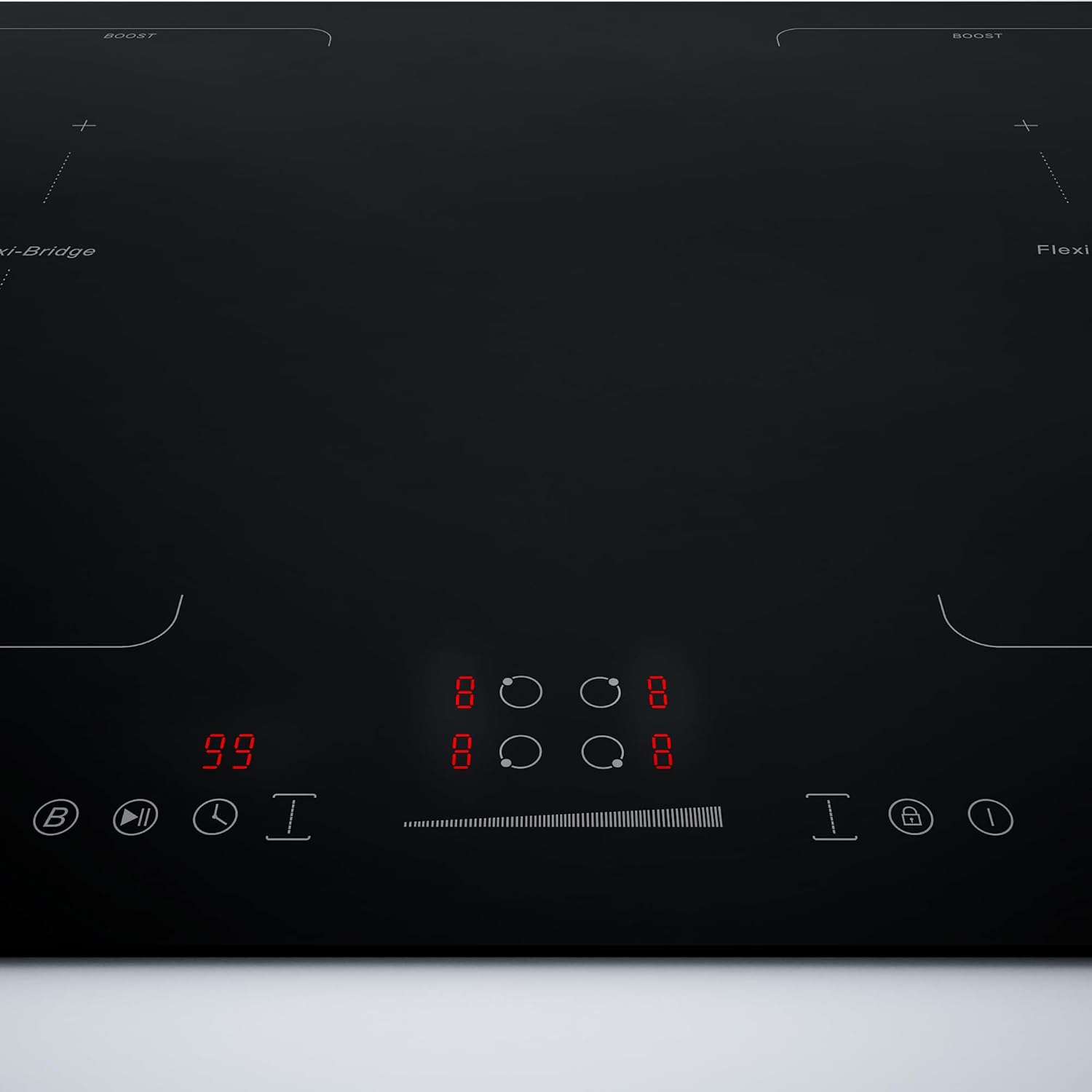 Empava 30 Inch Electric Induction Cooktop Built-In, Bridge-Sync, Smooth Glass Surface, Power Boost, Slider Touch Control, Timer, Pause Function, Child Lock, Hardwired Kitchen Appliance