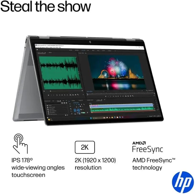 HP OmniBook X FILP Copilot+ PC 16 inch 2K Touch 2-in-1 Touchs Laptop, AMD Ryzen AI 5 340, 16GB DDR5 RAM, 512GB SSD, Backlit KB, Copilot+ PC, Windows 11 Home, Meteor Silver, 16-ar0013dx