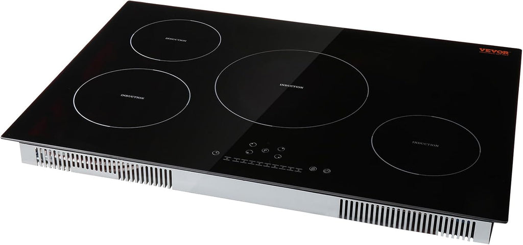 VEVOR Electric Cooktop, 4 Burners, 30'' Induction Stove Top, Built-in Magnetic Cooktop 7500W, 9 Heating Level Multifunctional Burner, LED Touch Screen w/Child Lock & Over-Temperature Protection