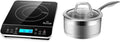 Duxtop Portable Induction Cooktop, 1800 Watts, Silver 9600LS/BT-200DZ & Professional Stainless Steel Sauce Pan with Lid, Kitchen Cookware, Induction Pot with Impact-bonded Base Technology, 2.5 Quart