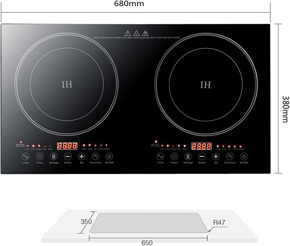 110V 2400W Portable Induction Cooktop Electric Dual Induction Cooker Cooktop Digital Ceramic Black Crystal Panel Countertop Double Burner (1200W Induction cooker+1200W Induction cooker)