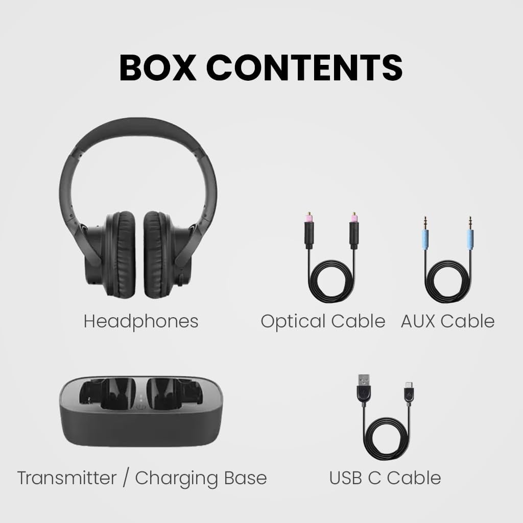 Avantree Ensemble - Wireless Headphones for TV Watching for Seniors, Easy Setup & Charging Dock, 35H Play Time, Comfortable, Works with Optical, AUX & Bluetooth TVs