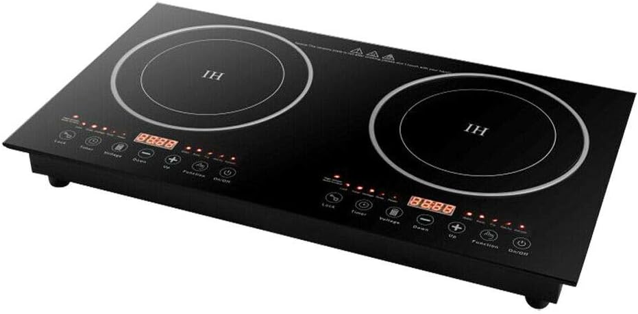 Dual Electric Induction Cooker, 110V 1200w Portable Digital Countertop Double Burner Cooktop Burner Sensor Touch Stove with 8 Gear Firepower, Double Induction Cooktop Cooker Fit for Iron Pot