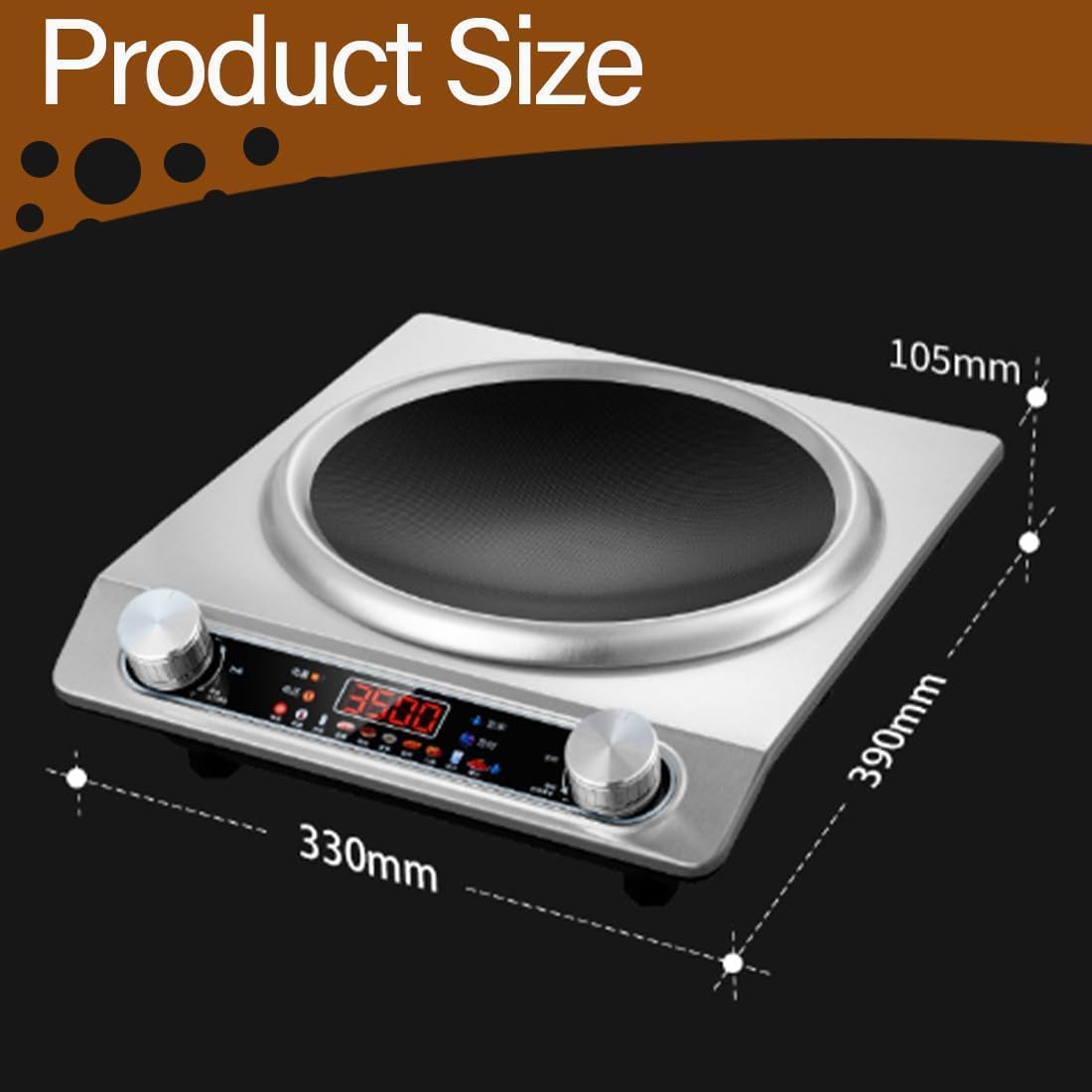 3500-Watt Induction Cooktop with Concave Design, with 10 Temperature Levels, Portable Multifunctional Concave Induction Stove Electric Heater, with LCD Display & Knob Control (GOLD)