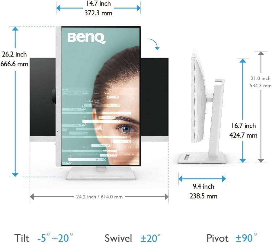 BenQ GW2790QT Productivity Monitor 27' 1440p | IPS| Eye-Care Tech | 99% sRGB | Brightness Intelligence Gen2 | Noise-Cancelling Mic & Speakers | Ergonomic | USB-C (65W) | USB Hub | DaisyChain | White