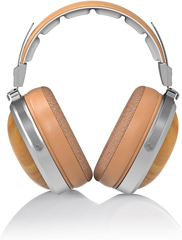 FiiO FT1 Closed-Back Over-Ear Nanowood Fiber Composite Diaphragm Wired Hi-Fi Headphones, Detachable Cable, American Black Walnut Wood Ear Cups for Home, Studio, Recording (Beech)