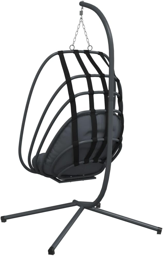 vidaXL Hanging Egg Chair Anthracite and Black Steel, Polypropylene Large