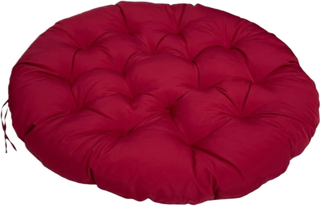 Papasan Polyester Cushion, Waterproof, Round Moon Chair Cushion, Tufted Thick Saucer Chair Cushion for Living Room Hanging Egg Chair(Wine red,51 * 51 in)