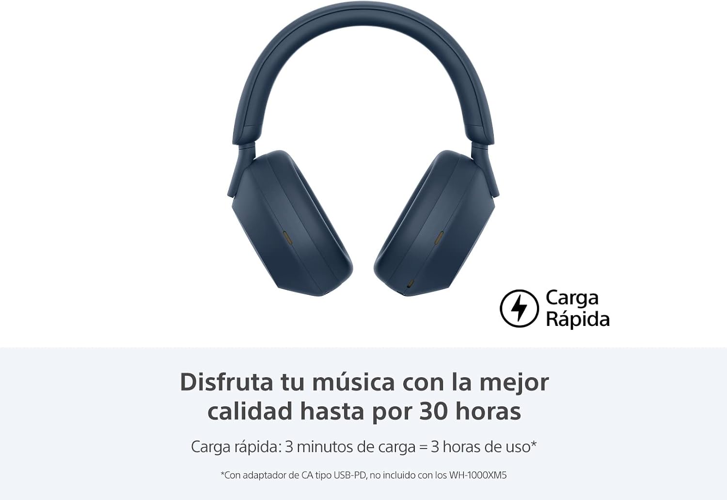 Sony WH-1000XM5 Noise Canceling Wireless Headphones - 30hr Battery Life - Over-Ear Style - Optimized for Alexa and Google Assistant - Built-in mic for Calls (Blue) - International Version No Warranty