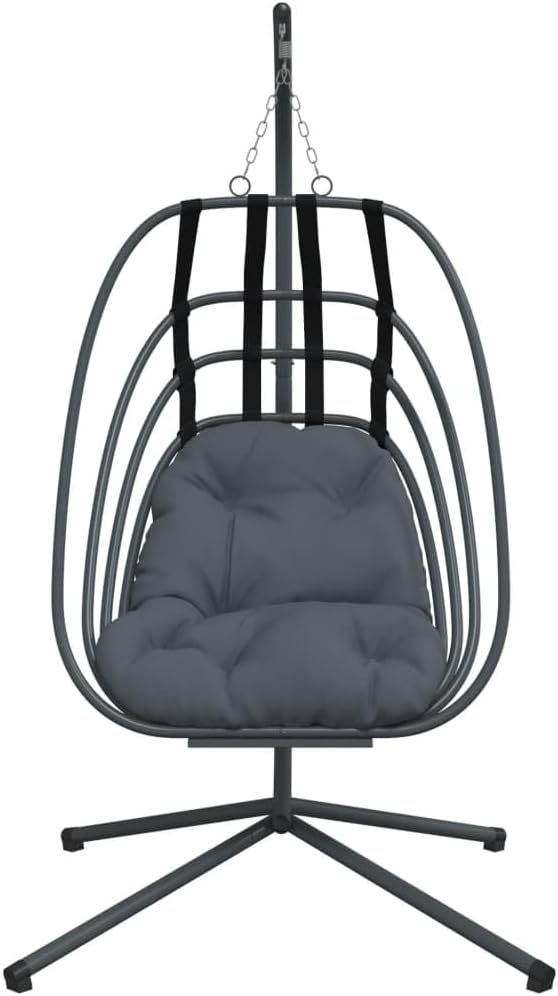 vidaXL Hanging Egg Chair Anthracite and Black Steel, Polypropylene Large