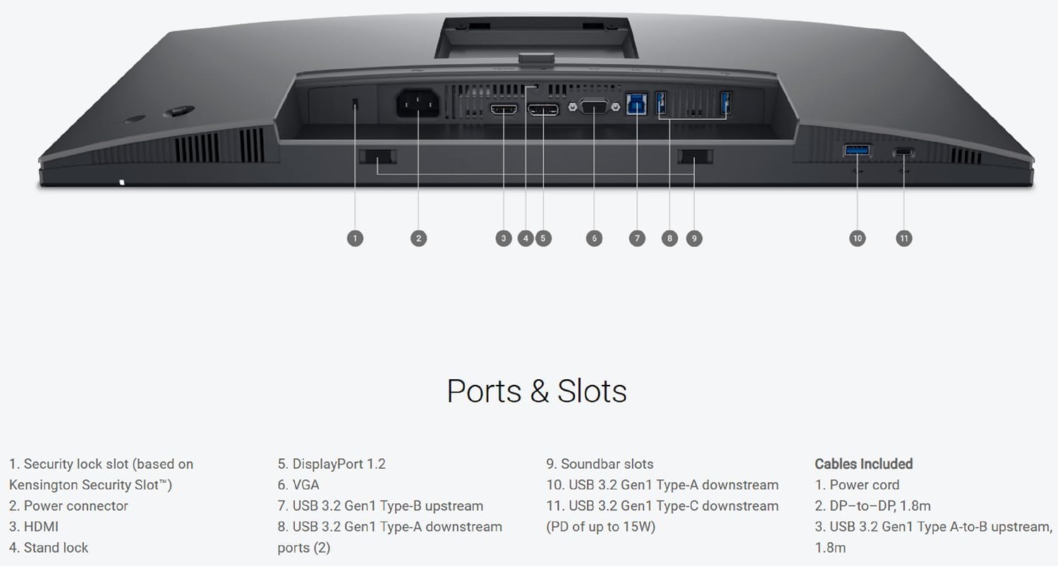 Dell P2425H 24' Full HD IPS Monitor – 1080p, 16:9, DisplayPort & USB 3.0 Cables – Latest Model – Boomph's Comprehensive Ultimate Performance Cloth Solution for Your Workspace