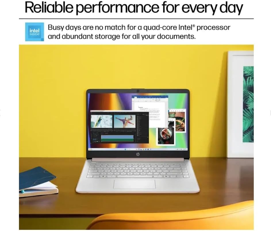 HP Student Laptop, Intel Processor N150(up to 3.6 GHz), 14 Inch LED Screen,8G RAM, 128GB Storange,One Year Office 365, Windows 11 Home,w/YYY Bundle,Rose Gold