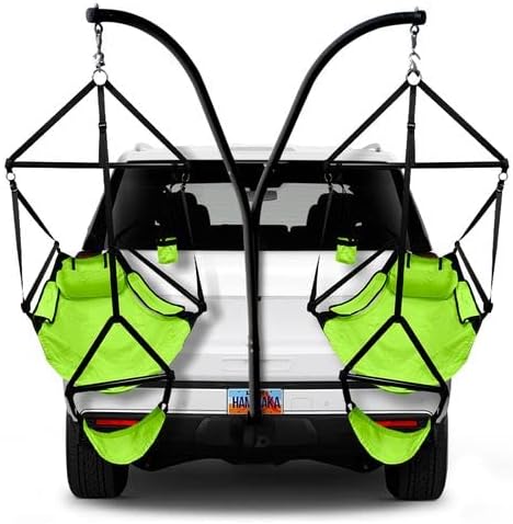 Trailer Hitch Stand and 2 Ripstop Nylon AIR LITE Chairs (Neon Yellow)