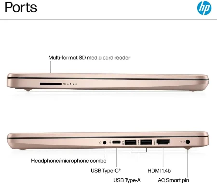 HP 14' LED Business Laptop Computer, Intel Quad-Core N150 Processor, Windows 11 S & 1-Year Microsoft Office 365 Included, PLUSERA Earphones (Rose Gold, 16GB RAM | 640GB Storage)
