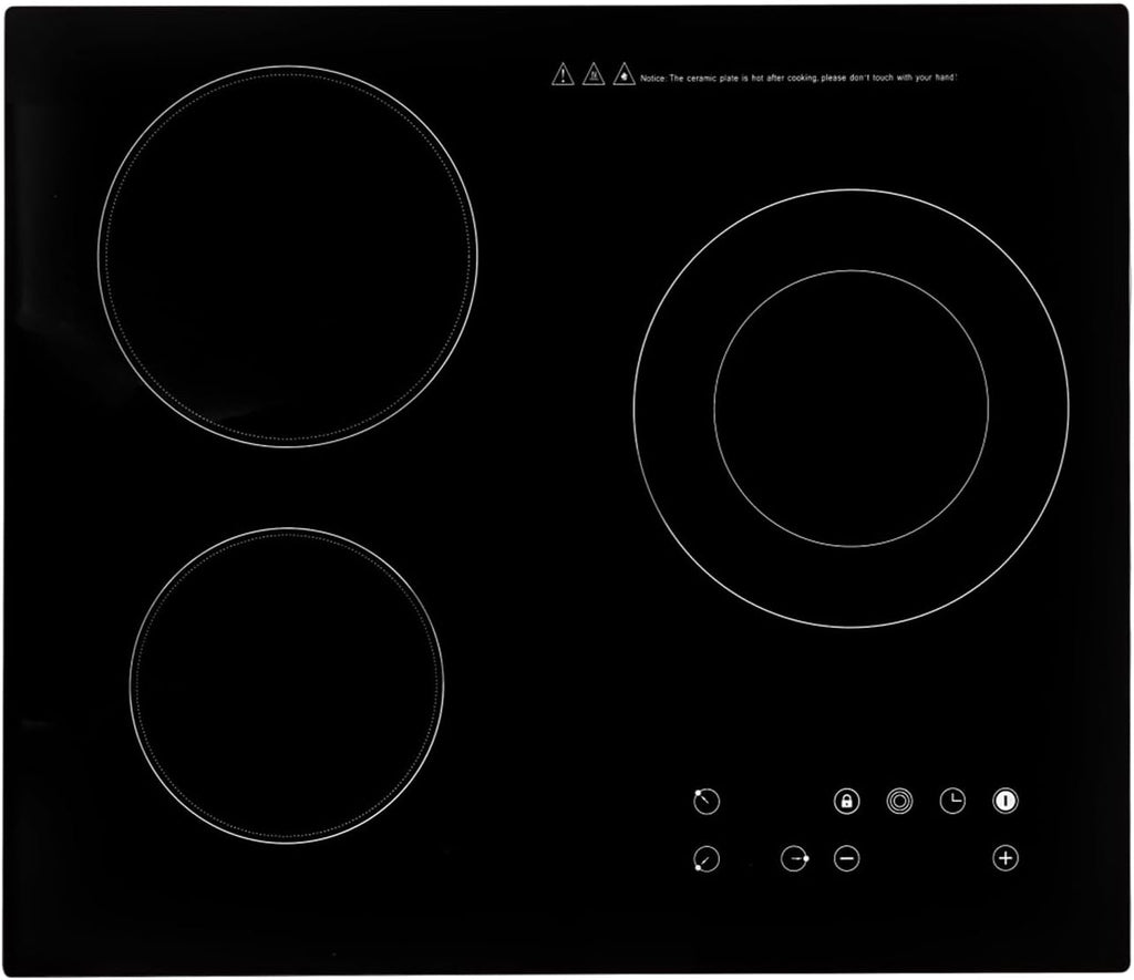 Electric Ceramic Cooktop with Touch Control, 3 Burners Electric Stove with Timer, Child Safety Lock, 2600W 110V 9 Heating Levels Countertop Electric Cooktop, 23.23×20.47in