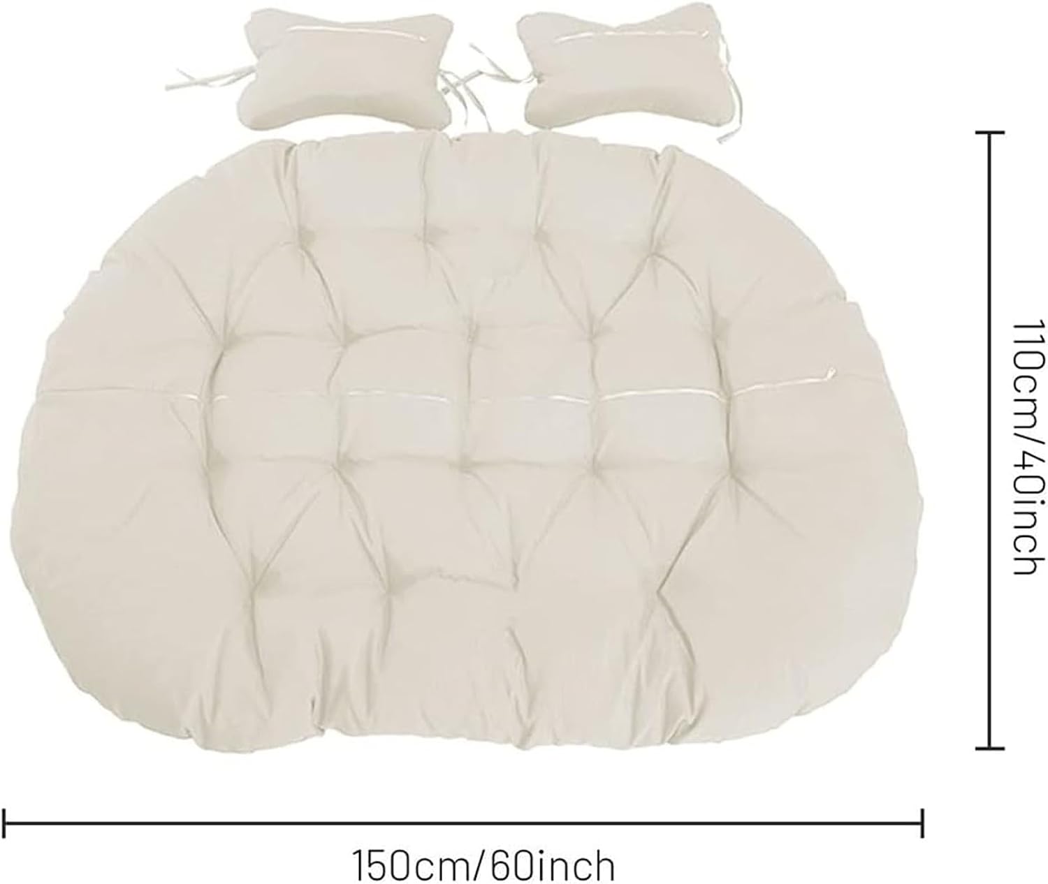 Double Swing Chair Cushion Replacement, Large Egg Chair Cushion with Adjustable Pillow for Indoor Outdoor Garden Balcony Rocking Hanging Basket Rattan Chair Rest Seat Pad(F)