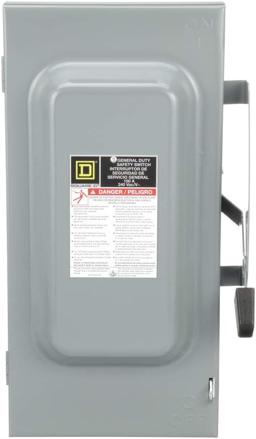 Square D by Schneider Electric Square D - D323N General Duty Safety Switch, Fusible, 100-Amp, 240V, 3-Pole, Indoor, W/Neutral