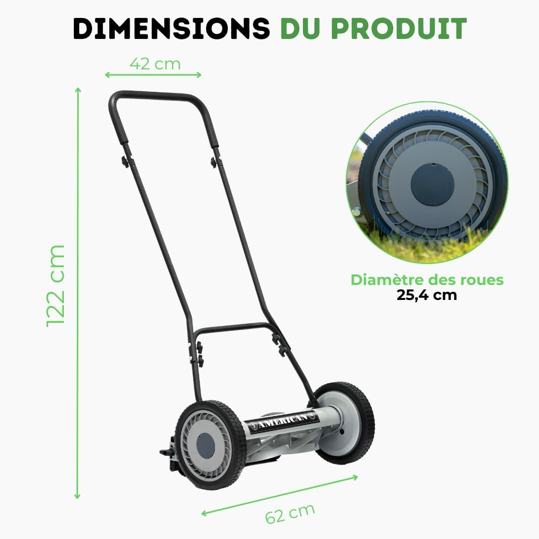 American Lawn Mower Company 1815-18 18-Inch 5-Blade Push Reel Lawn Mower, 18-Inch, 5-Blade, Black