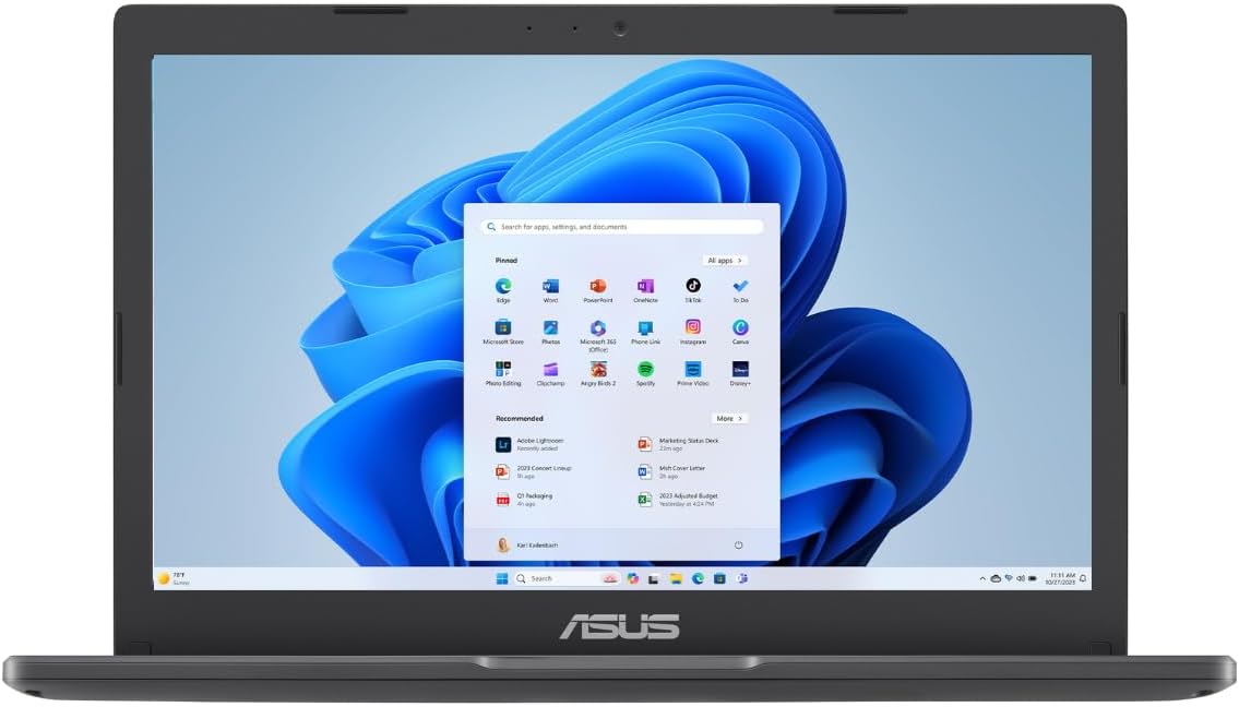 ASUS Vivobook Go 11.6' HD Slim Laptop, Intel Dual Core N4500, Intel Graphics, 4GB, 128GB, Windows 11 Home, SonicMaster, ErgoSense, Black, L210KA-ES04