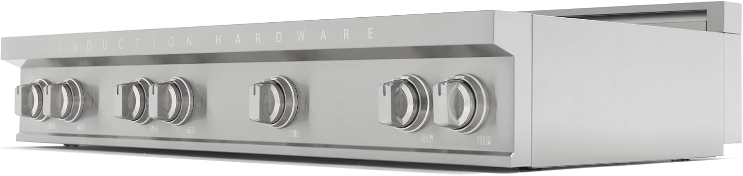 48 Inch Professional Induction Cooktop with 7 Burners, Durable Ceramic Glass, Flexible Zones, Precision Control - Stainless Steel